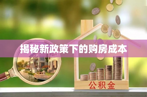 桥西揭秘新政策下的购房成本