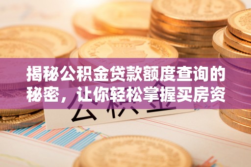 桥西揭秘公积金贷款额度查询的秘密，让你轻松掌握买房资金规划