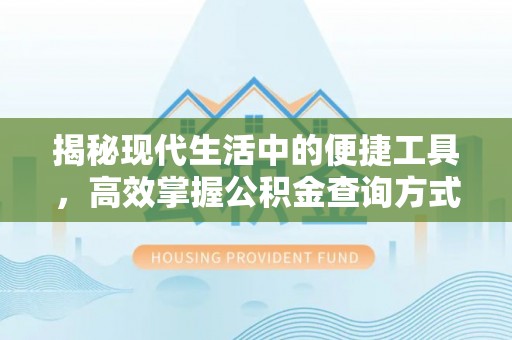 桥西揭秘现代生活中的便捷工具，高效掌握公积金查询方式